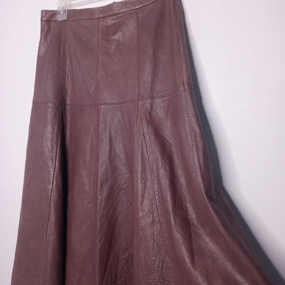 Halston Heritage Taupe Leather Skirt Size 8 - Picture 10 of 16